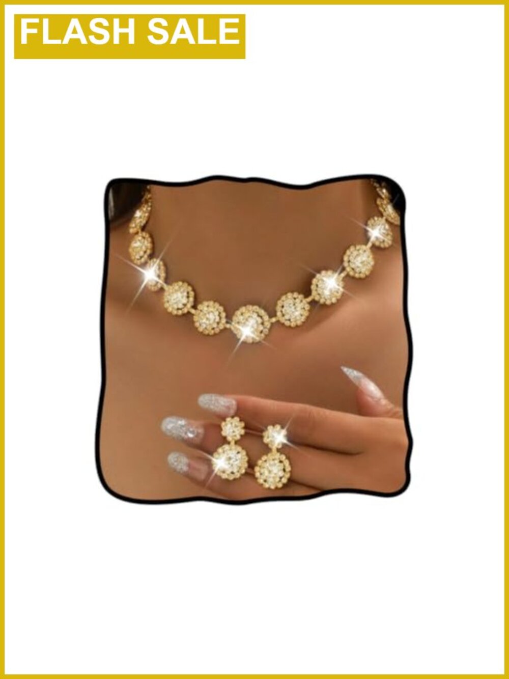 Crystal Rhinestone Bridal Wedding Jewelry Set Necklace Earrings